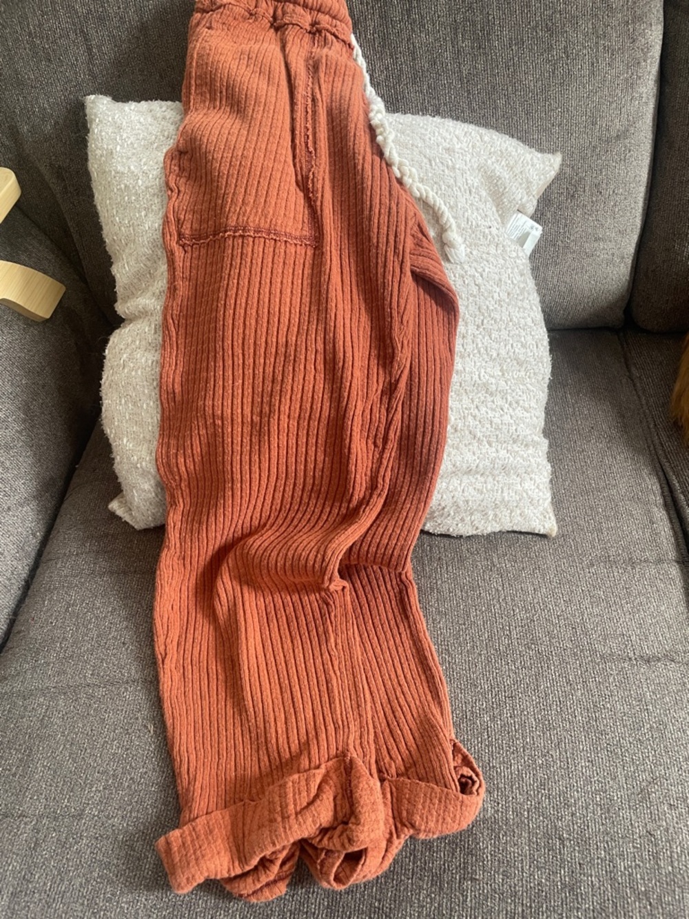Free People Ribbed Lounge Pants — Rust